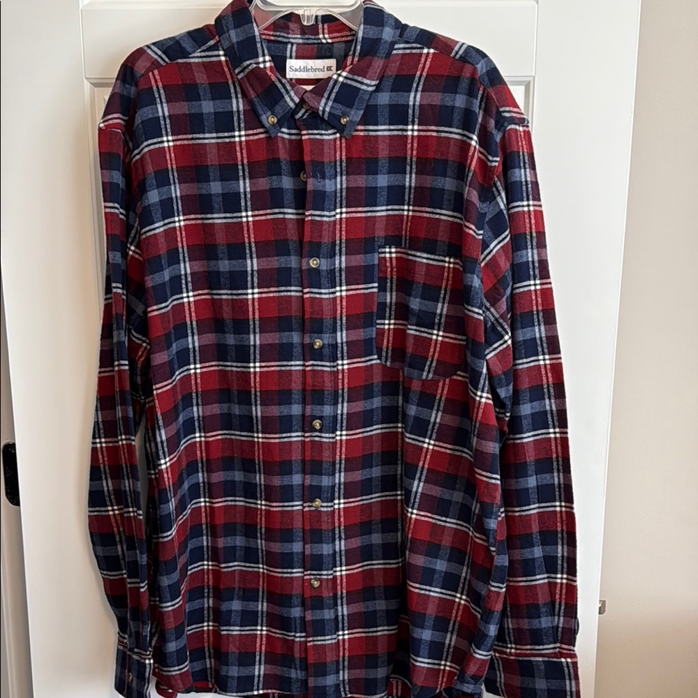 NWT Saddlebred Red and Blue Flannel Button Down Shirt - Men’s XXL
